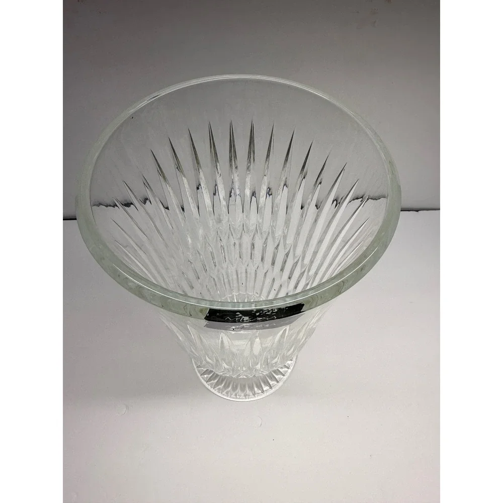 Mikasa Capella 12 Inch Crystal Vase Clear Ribbed Pedestal Base 5093285